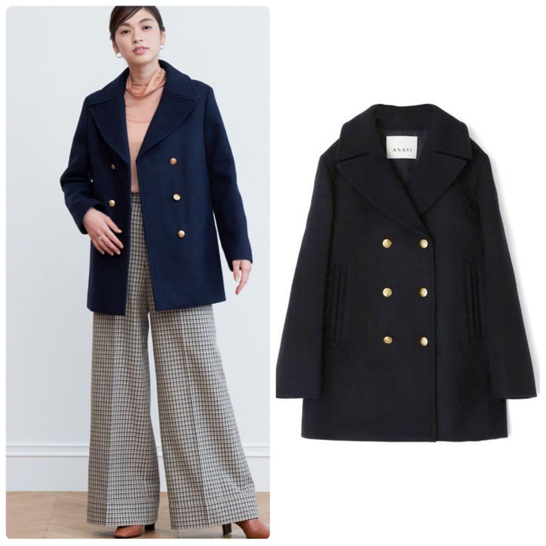 21AW♡ANAYI スーパー140リバーメルトンPコート36 金ボタン - メルカリ
