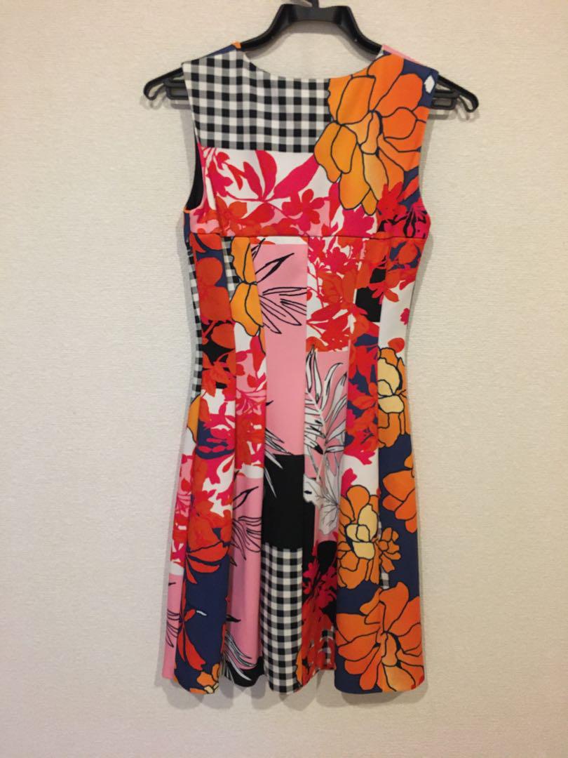 PINKO フラワープリント ノースリーブワンピース XS