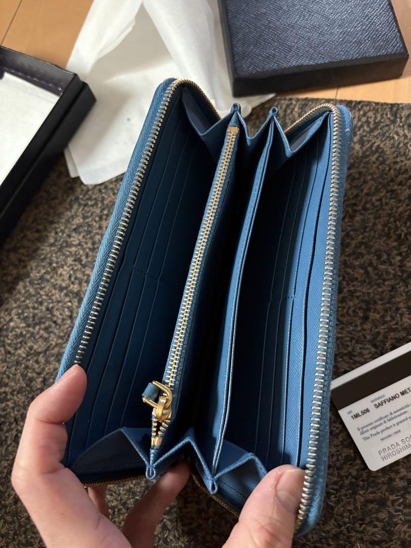 PRADA サフィアーノレザー 長財布 ブルー BLUETTE