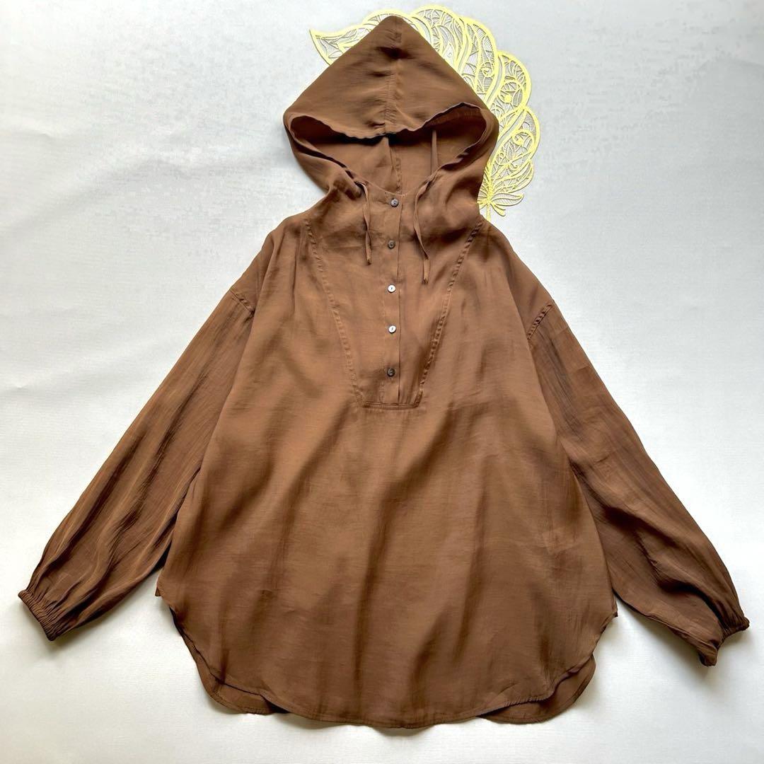 美品　ケレン　シアーアノラックトップス パーカー プルオーバー ゆったり とろみ