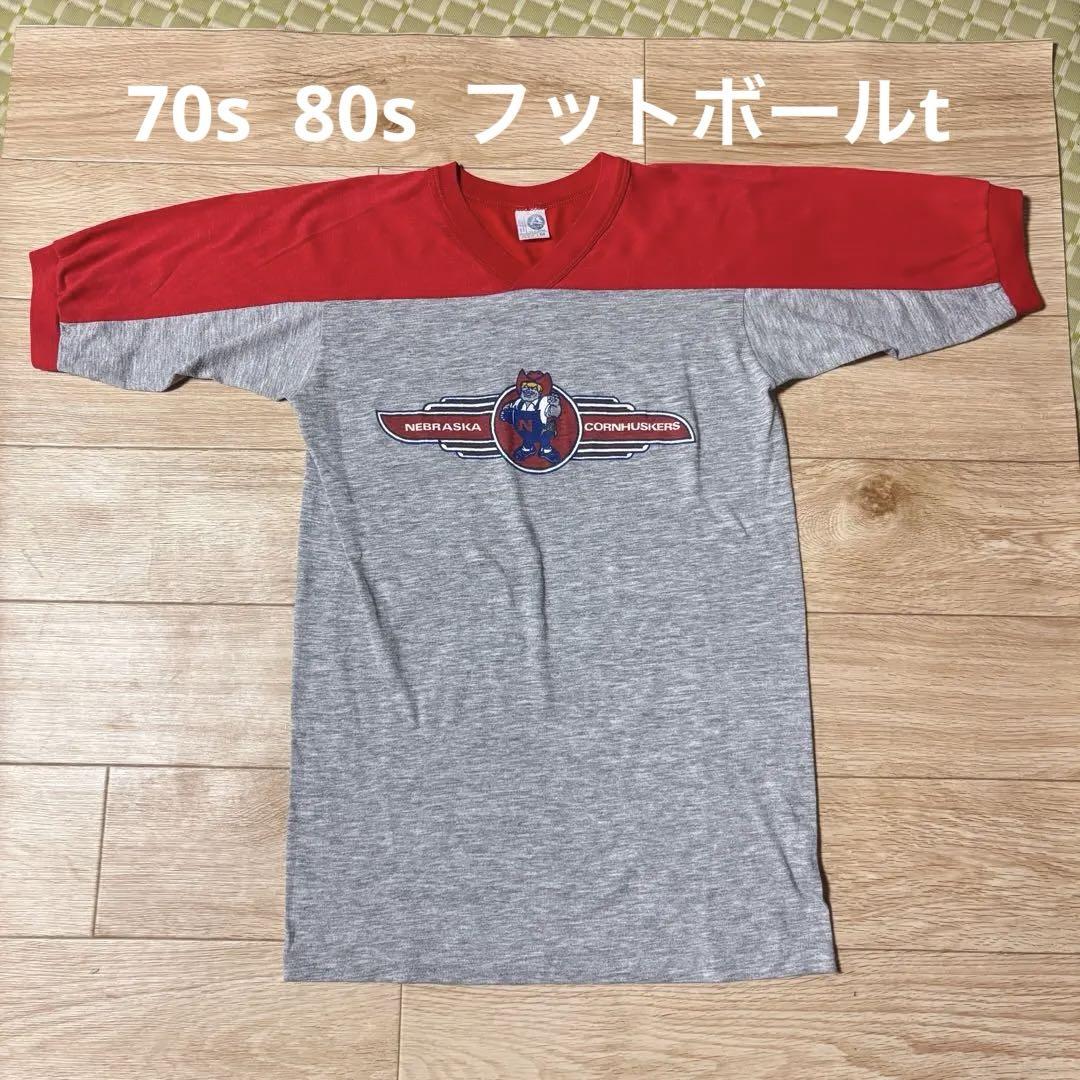 ARTEX 70s 80s NEBRASKA フットボールTシャツ M 2トーン