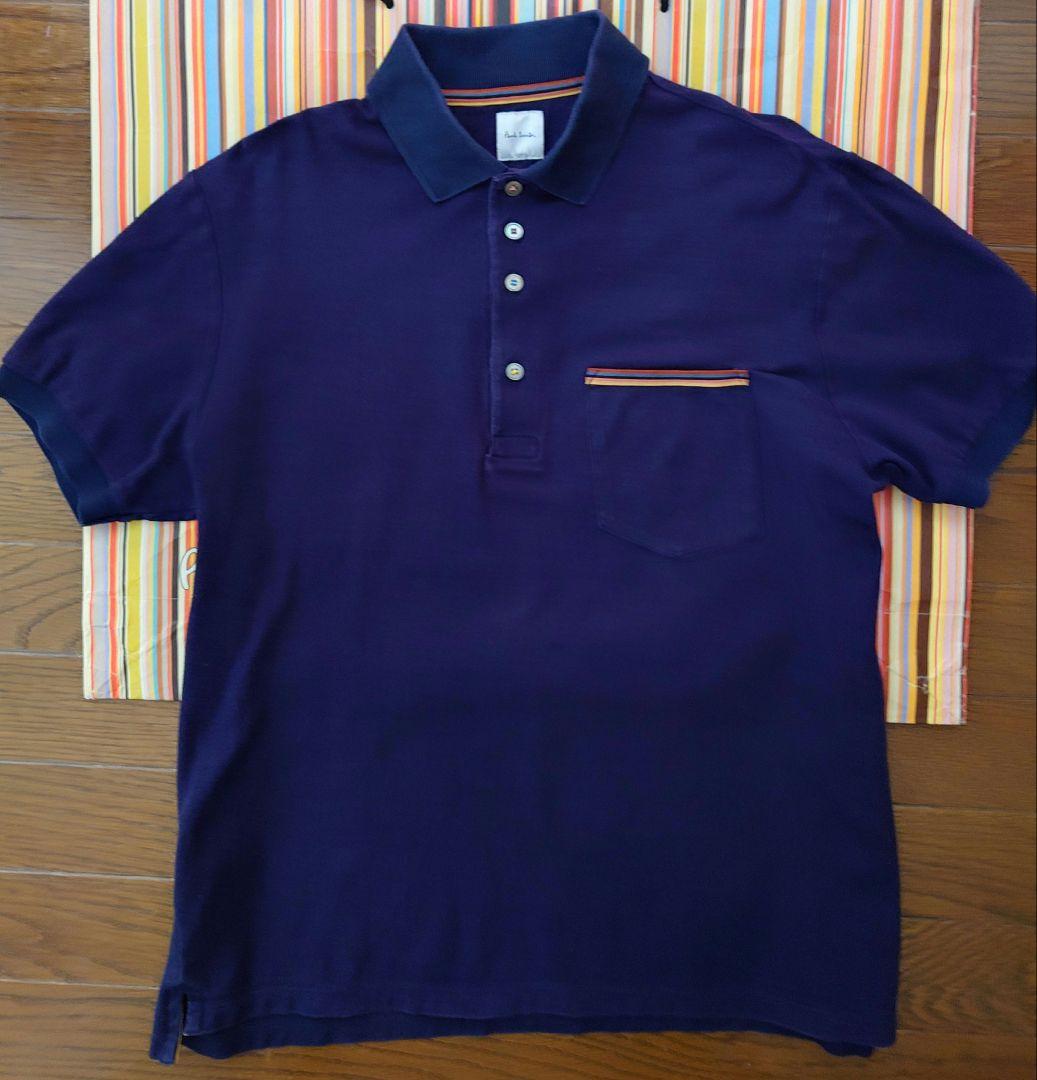 Paul Smith 現行タグ アーティストストライプ ネイビー ポロシャツ