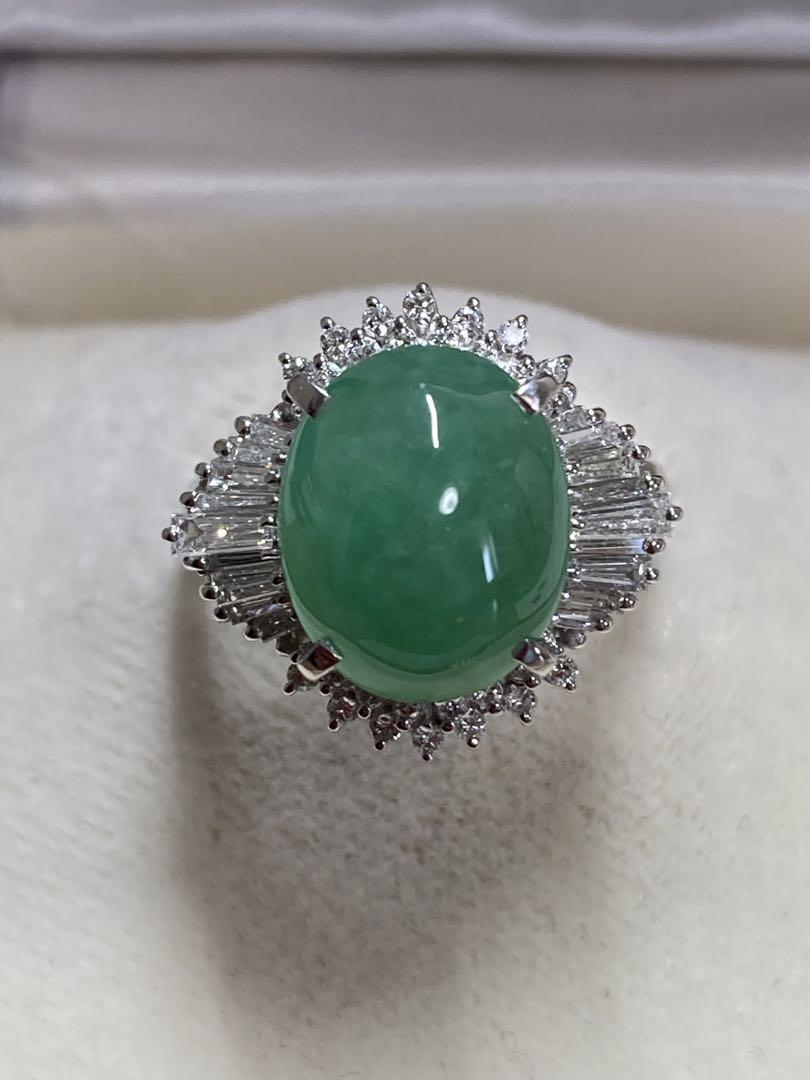 Pt900 5.55ct 大粒翡翠　ダイヤモンド　リング　指輪