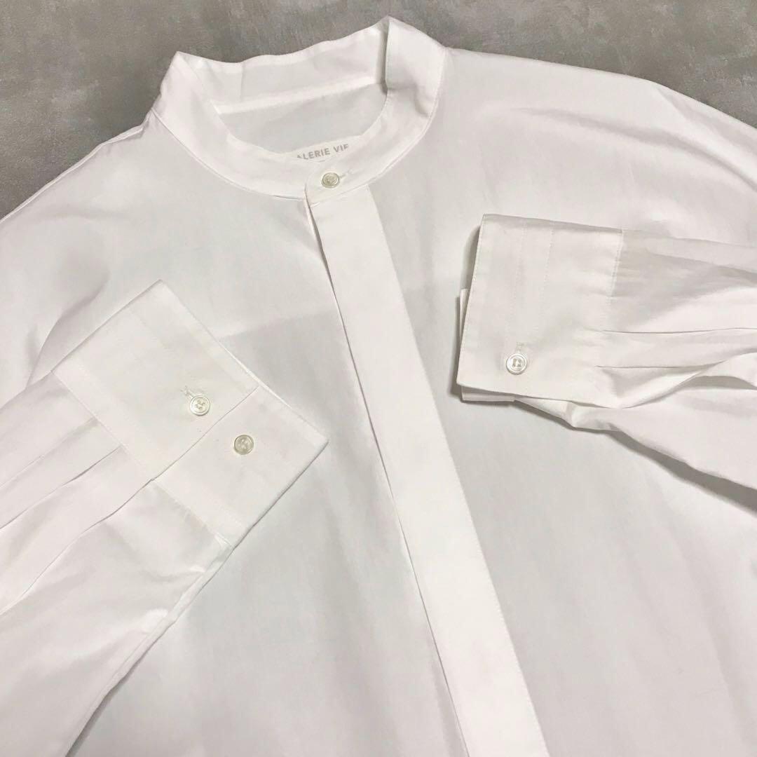 【極美品】GALERIE VIEギャルリーヴィー コットンバンドカラーシャツ白