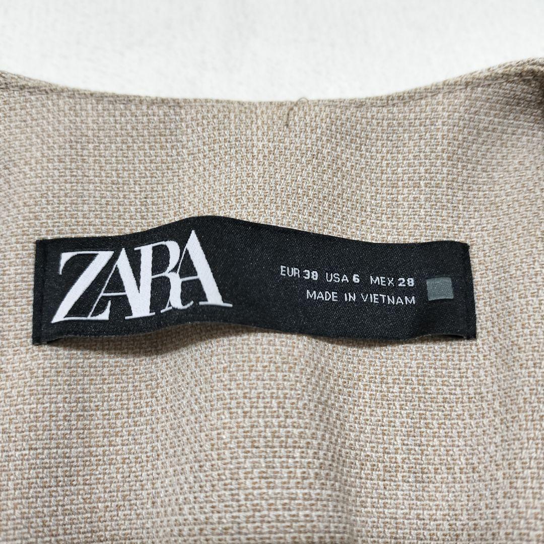 ✨美品✨ZARA　ザラ　セットアップ　ノーカラー　パンツ　ベージュ　大きいサイズ