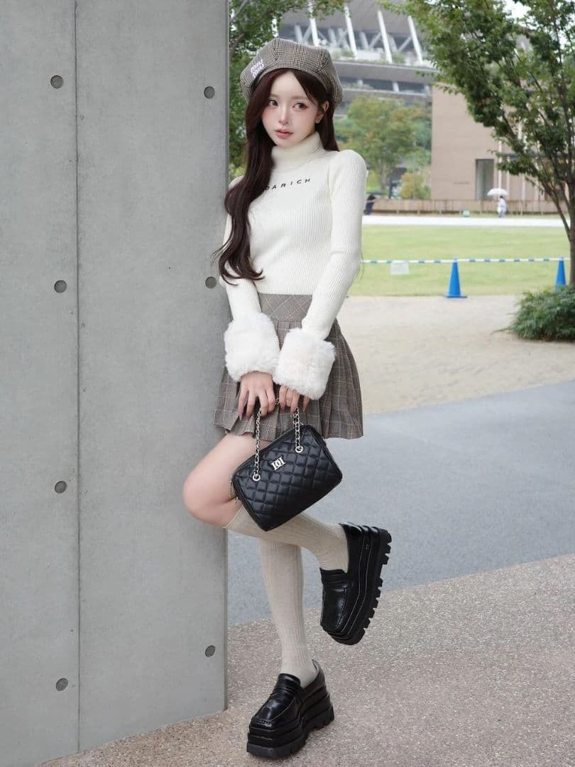 Darich ダーリッチ スムースファーリブニットトップス アイボリー Darich ダーリッチ スムースファーリブニットトップス アイボリー