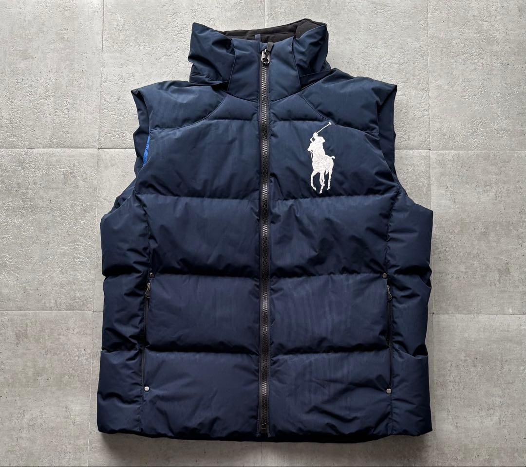 ポロラルフローレン 刺繍ロゴ ビッグポニー ダウンベスト ネイビー　Lサイズ