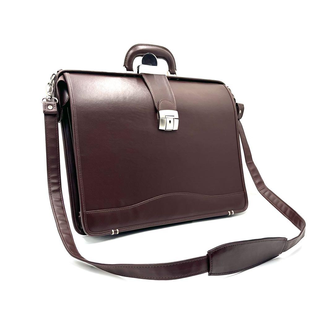 美品 マキシマム ダレスバッグ ビジネスバッグ 2WAY ショルダー紐付 茶
