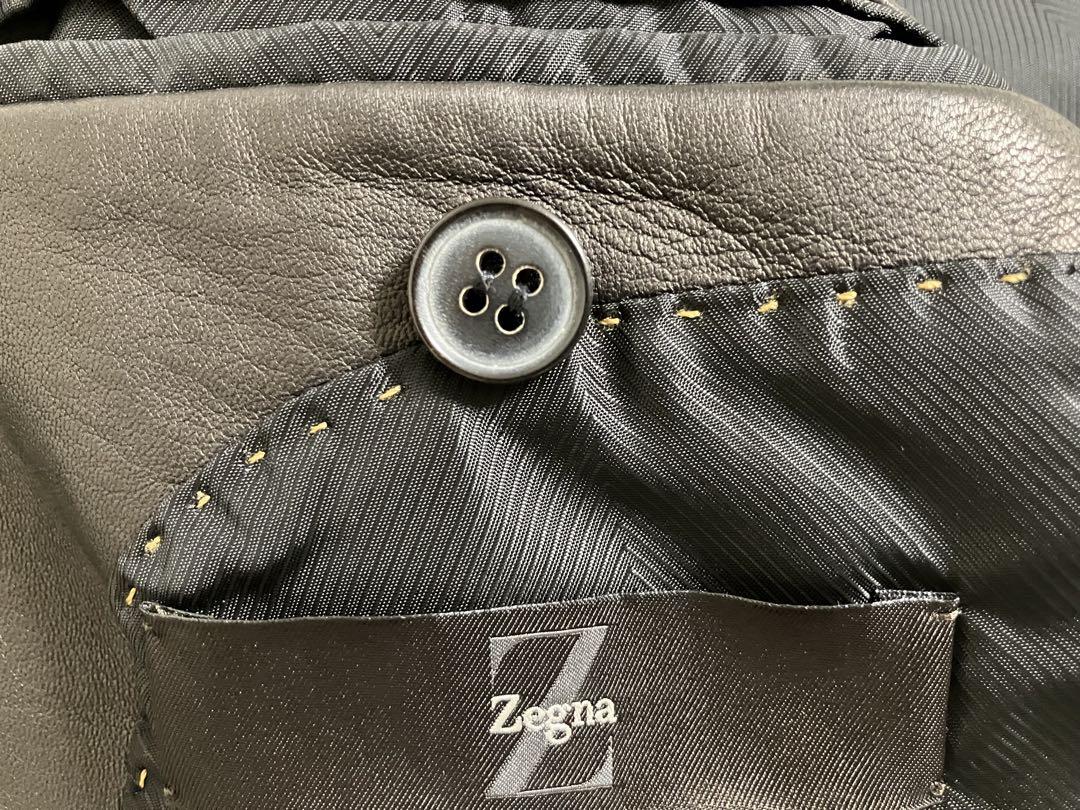 最高級エルメネジルド ゼニア　シープスキンレザージャケット　Zゼニア　48 黒
