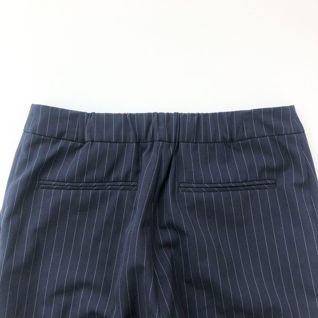 オペークドットクリップ パンツスーツセットアップ 洗える 薄手 ネイビー M