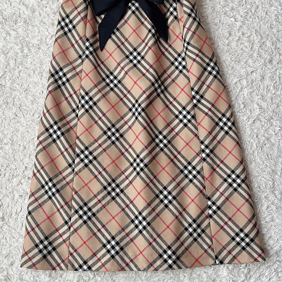 【美品】バーバリーブルーレーベル ワンピース 36 ベージュ チェック 美品】バーバリーブルーレーベル ワンピース ベージュ系ノバ