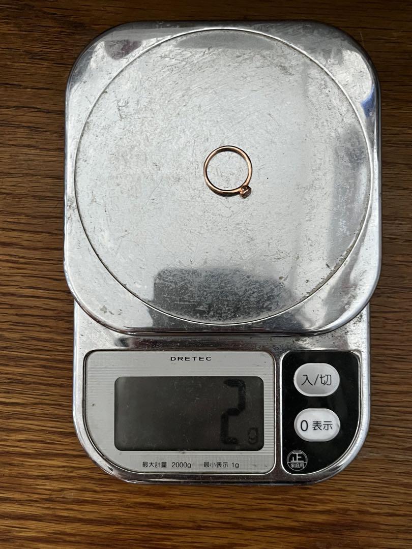 4℃ K10 ローズクォーツ リング 8号