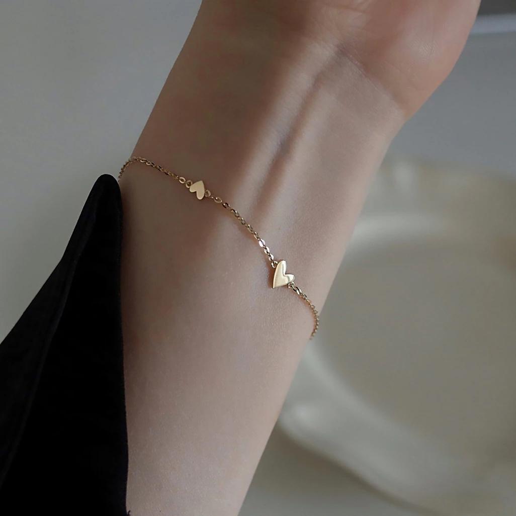 驚きの価格が実現！ 可愛い】ハート ゴールドチェーン K18コート ブレスレット アクセサリー