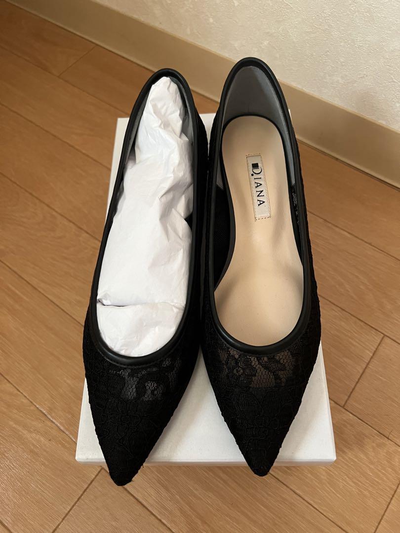 フラワーレースフラットパンプス♥︎23cm♥︎ブラック