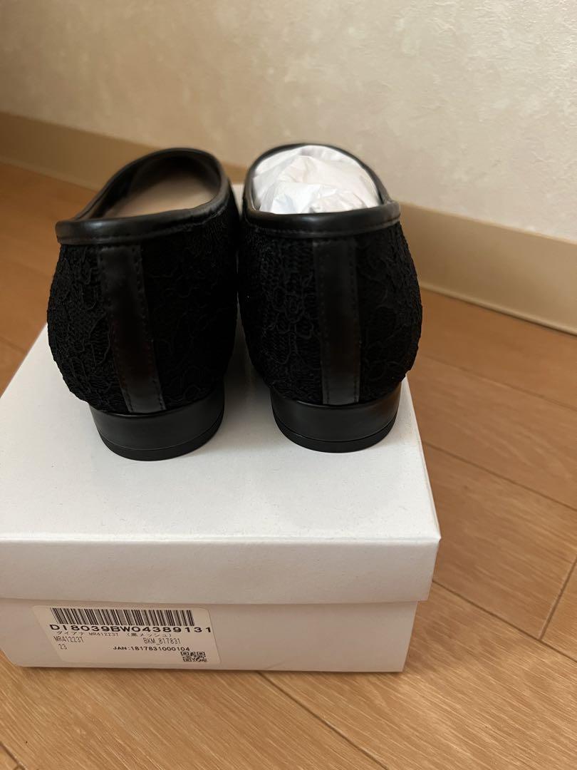 フラワーレースフラットパンプス♥︎23cm♥︎ブラック