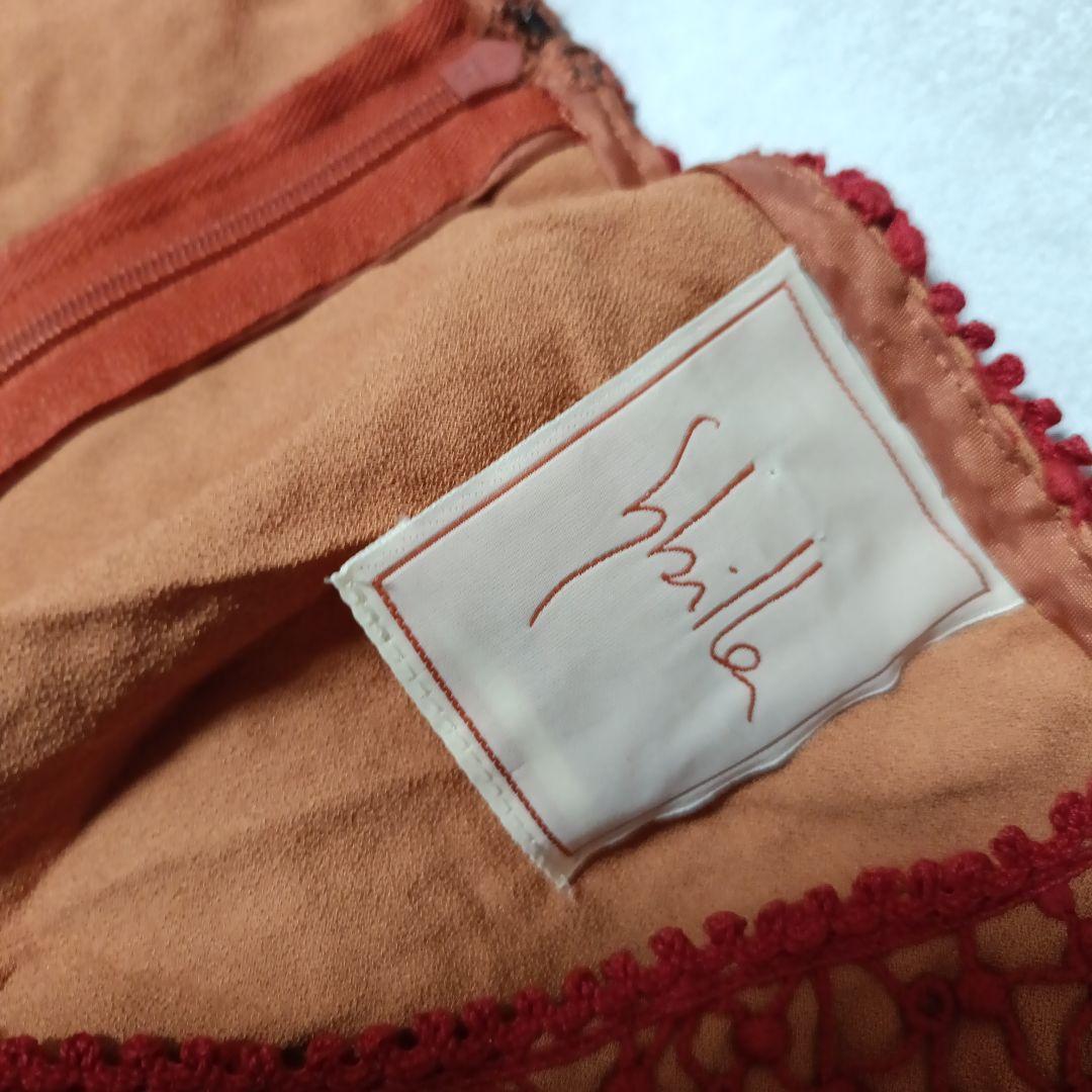 美品 シビラ ノースリーブ ワンピース レース 模様 ひざ丈 膝丈
