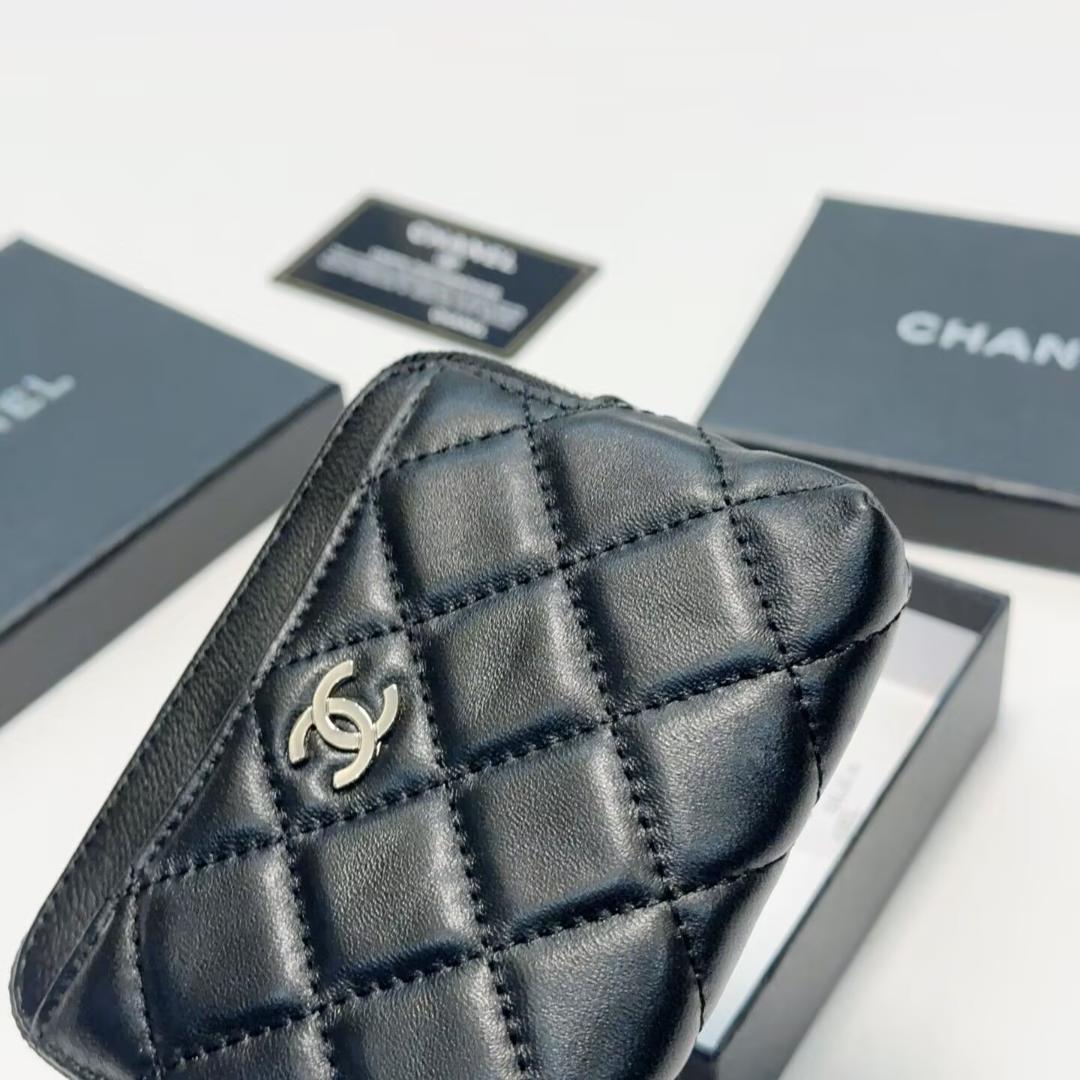 CHANEL ブラック キルティング コインケース ❣️美品 CHANEL ブラックレザー コインケース キルティング