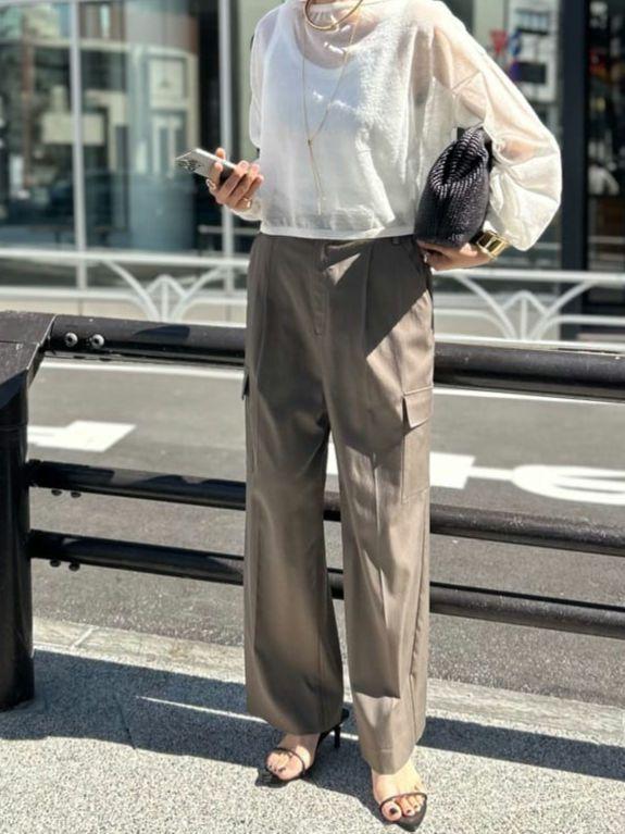 【Loungedress】ツイルカーゴパンツ　カーキ　Mサイズ