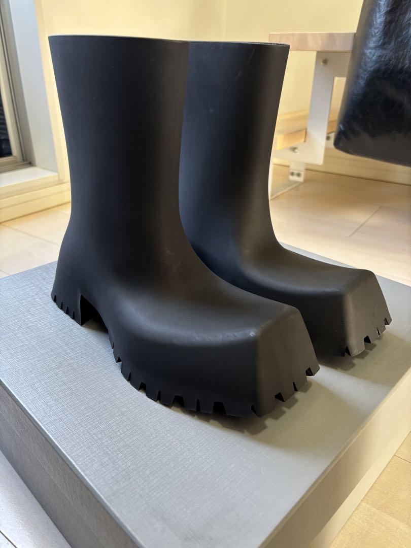 BALENCIAGA トルーパーブーツ　39 BALENCIAGA】Trooper Rubber ブーツ ラバー ブラック