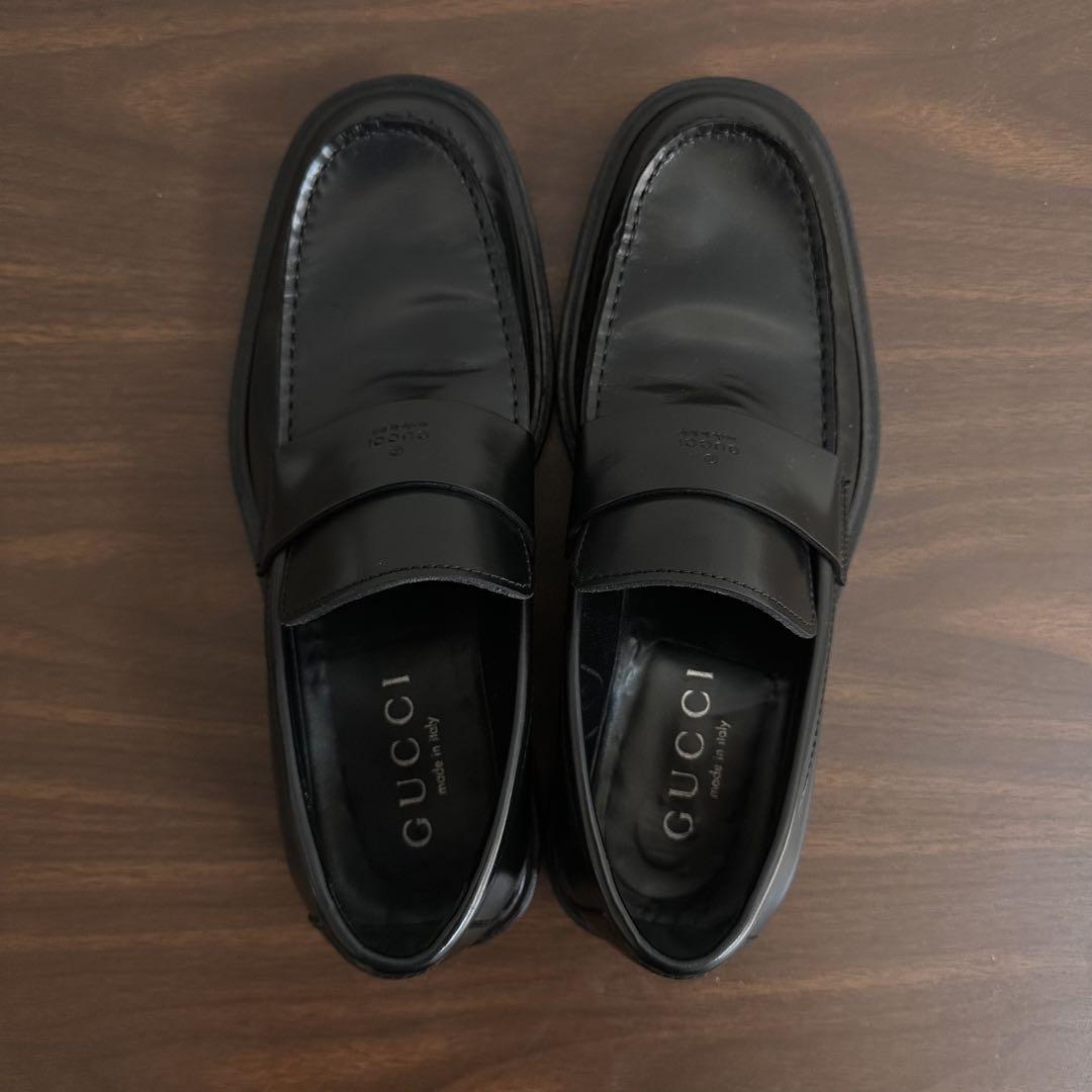GUCCI ローファー ブラック グッチ レザー カーフレザー