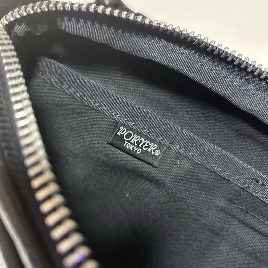【美品】PORTER　ポーター　ボディバッグ　 ウエストバッグ　レザー　ブラック