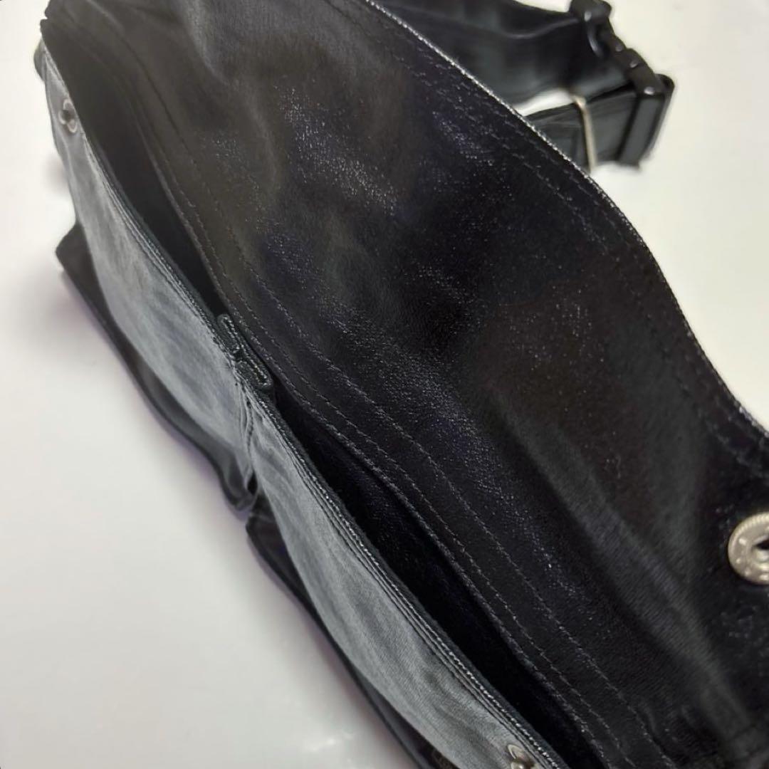 【美品】PORTER　ポーター　ボディバッグ　 ウエストバッグ　レザー　ブラック