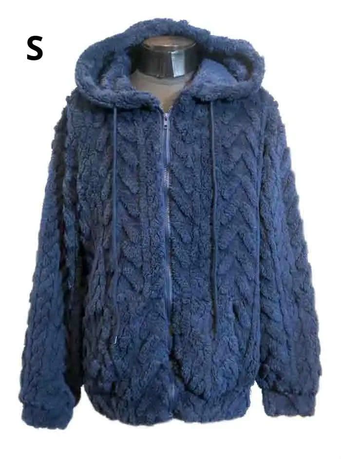 S パーカー シャギーフリース ジップアップ ネイビー モコモコ 暖かい 可愛い