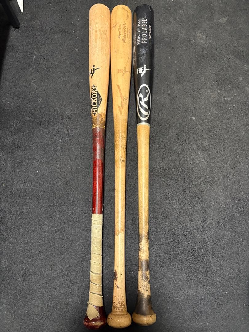 硬式野球用木製バット 3本セット目立った傷や汚れなし