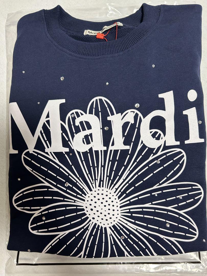 マルディメクルディネイビーホワイトダイヤ付スウェットトレーナーMardi新品長袖