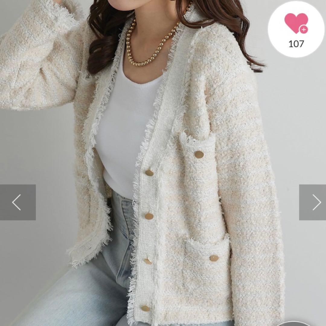 la boutique bonbon ファンシーツイードニットカーディガン