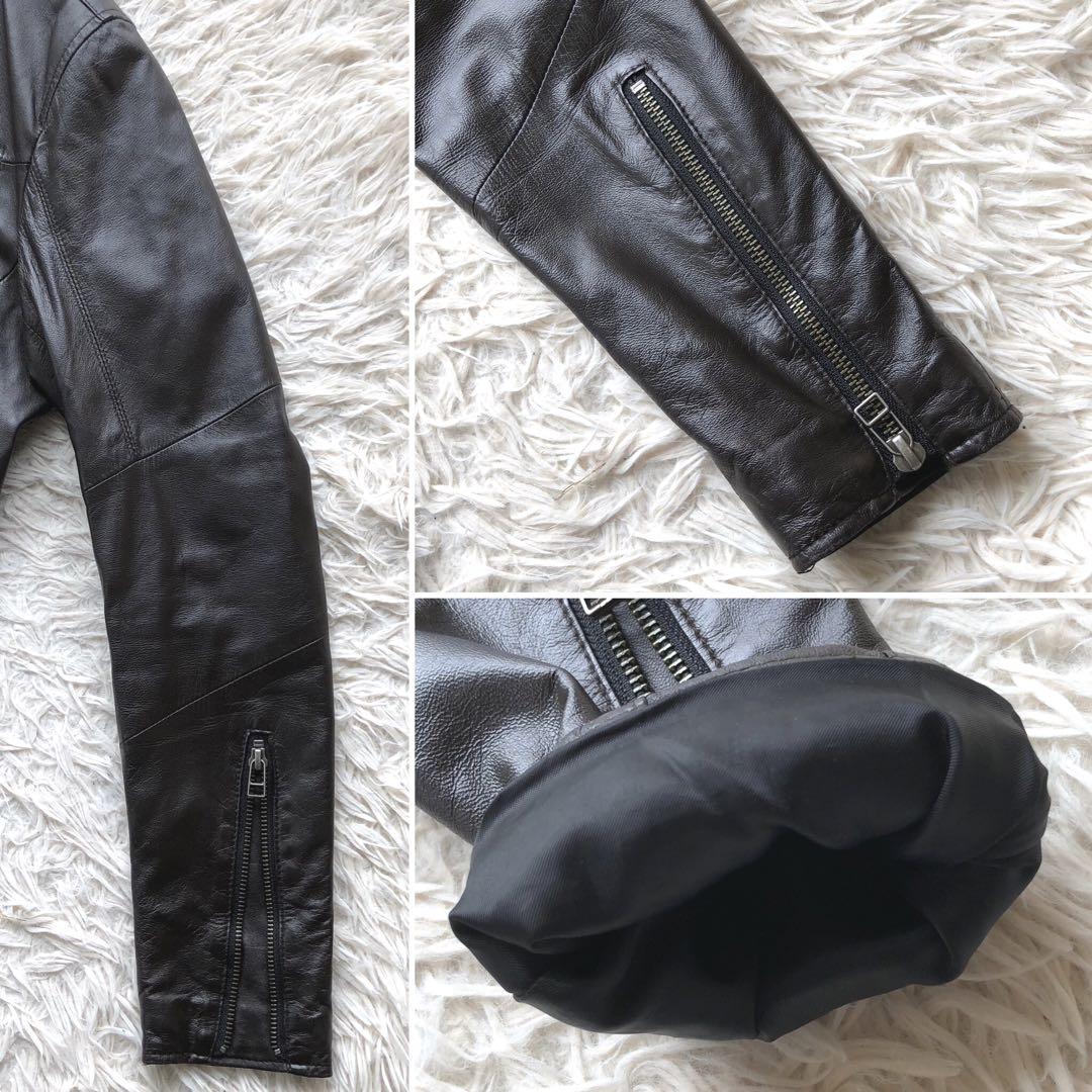 【美品 ラムレザー】メンズビギ　ライダースジャケット　ブラウン　Wジップ