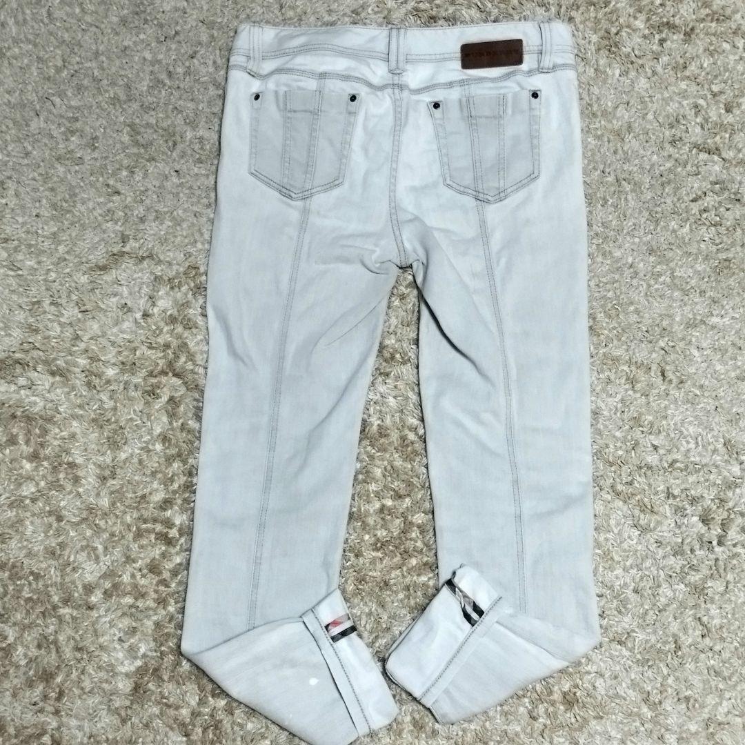 BURBERRY ホワイトデニム 大きいサイズ 46 ノバチェック 牛革 レザー