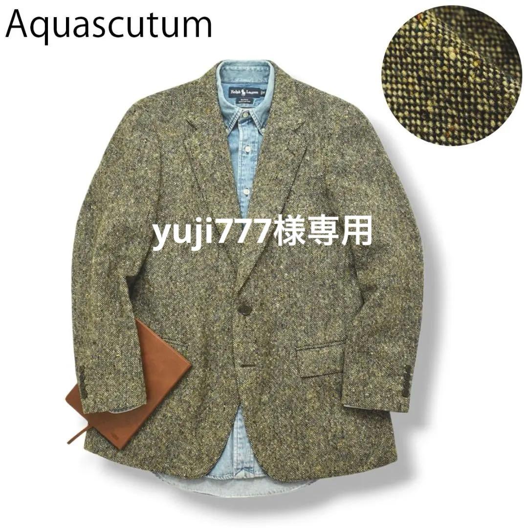 90s アクアスキュータム ツイード テーラード ジャケット L相当 ベージュ