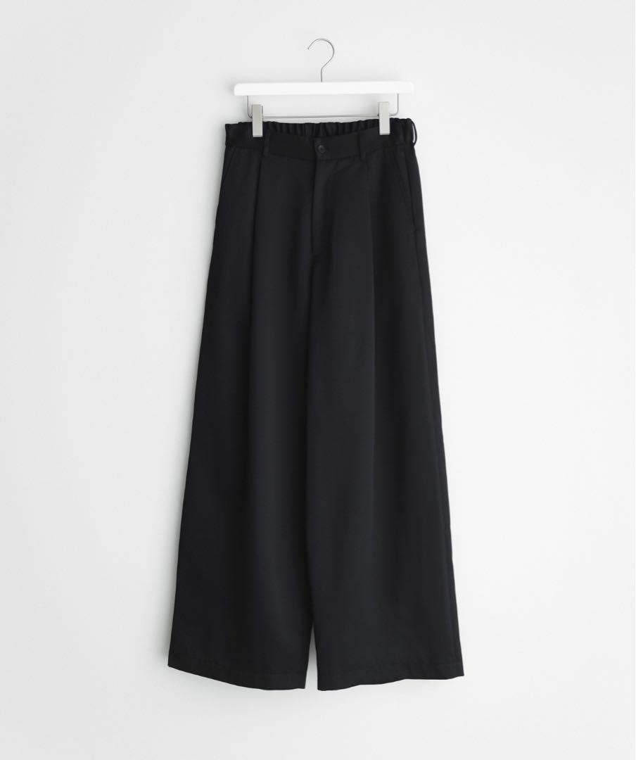 黒 ワイドパンツ ゴム入り