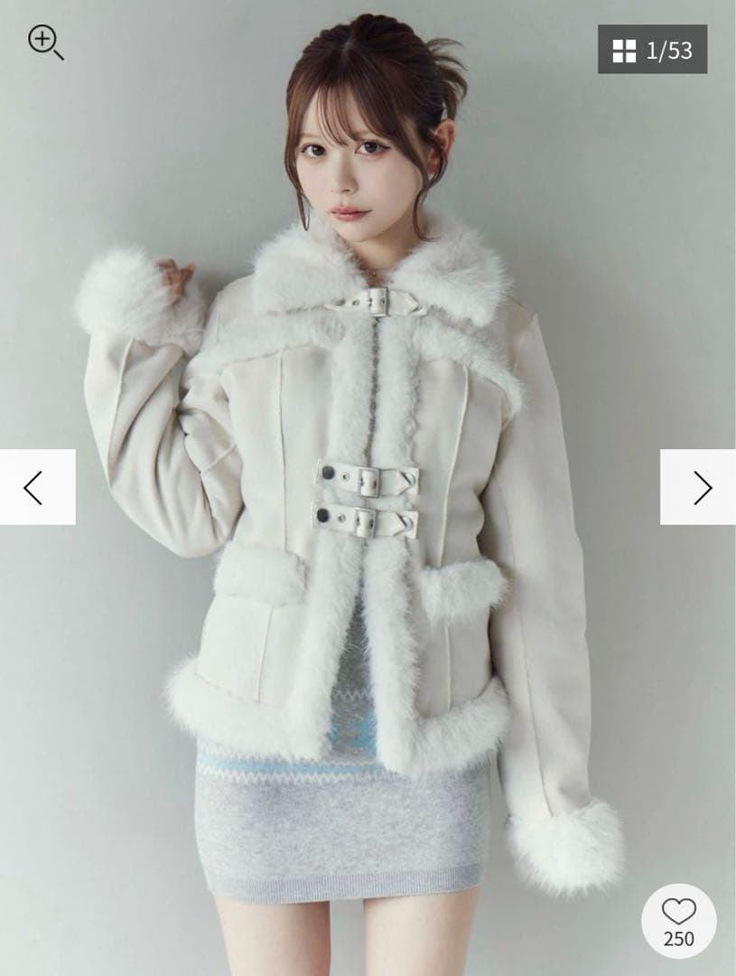 フェイクファーカラーベルトジャケット　EATME