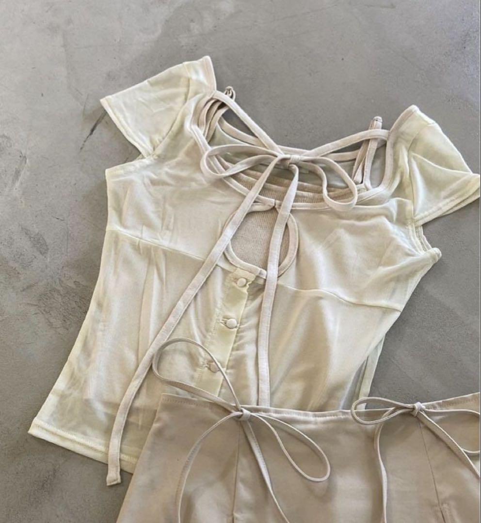 andmary アンドマリー Elm sheer ribbon set ベージュ - メルカリ