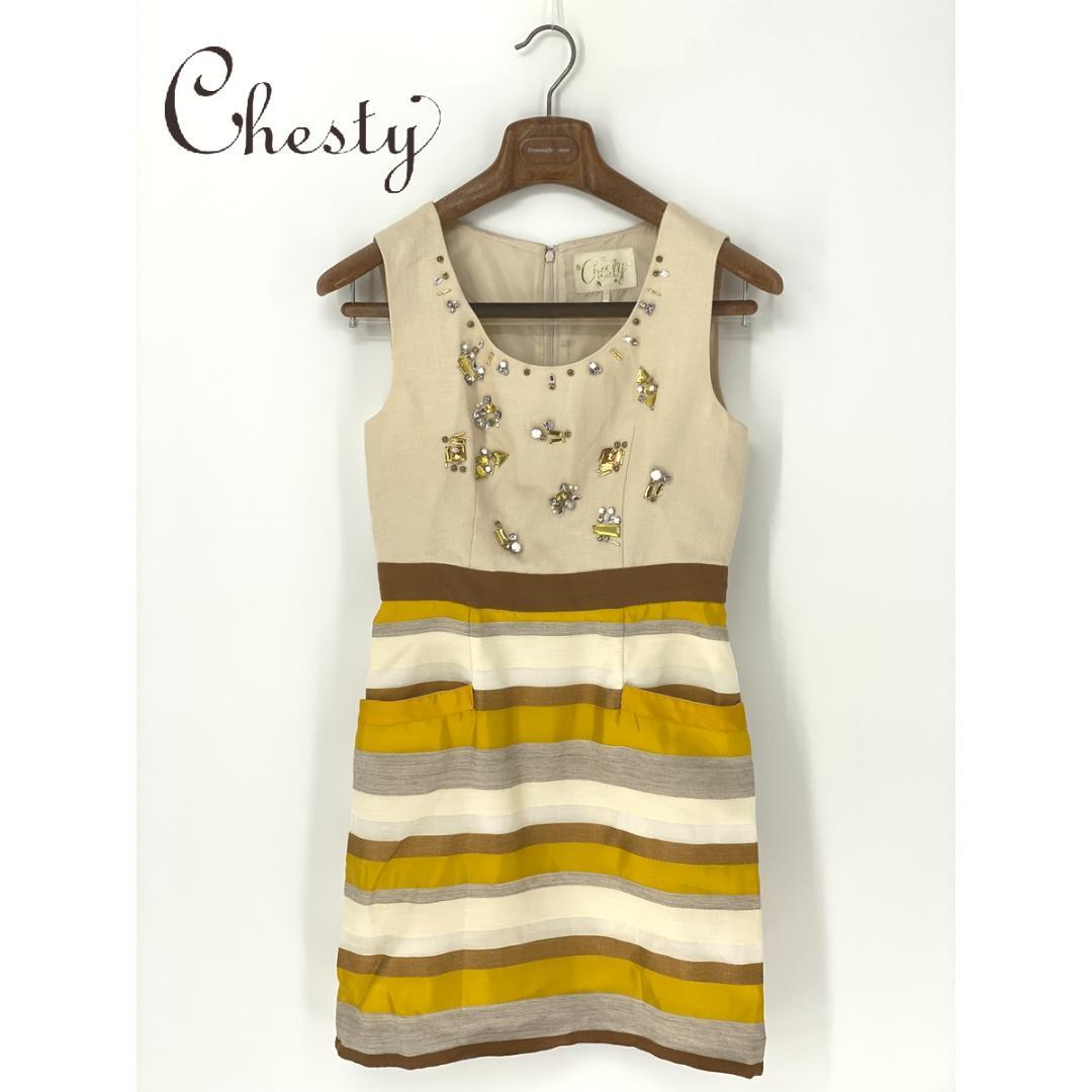A9156/極美品 春夏 Chesty チェスティ ノースリーブ ボーダーワンピース