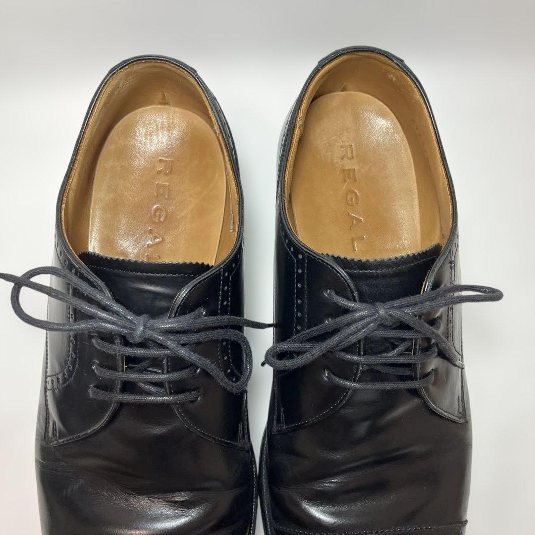 【極美品】◾️REGAL リーガル◾️ウイングチップ◾️メダリオン◾️本革◾️ネイビー系 REGAL 806R / リーガル メダリオン 牛革 ガラス加工 ロング