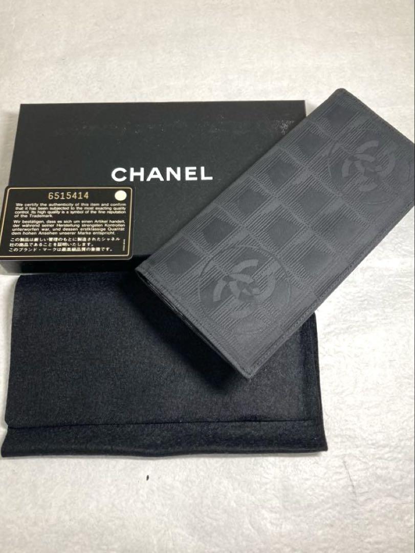 美品 CHANEL シャネル ニュートラベルライン 二つ折り長財布 箱