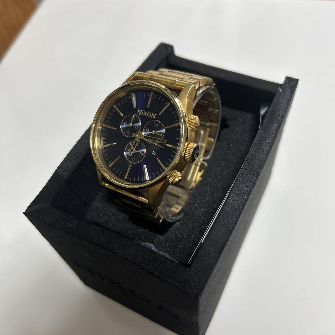 時計 NIXON sentry chrono gold/blue SUNRAY