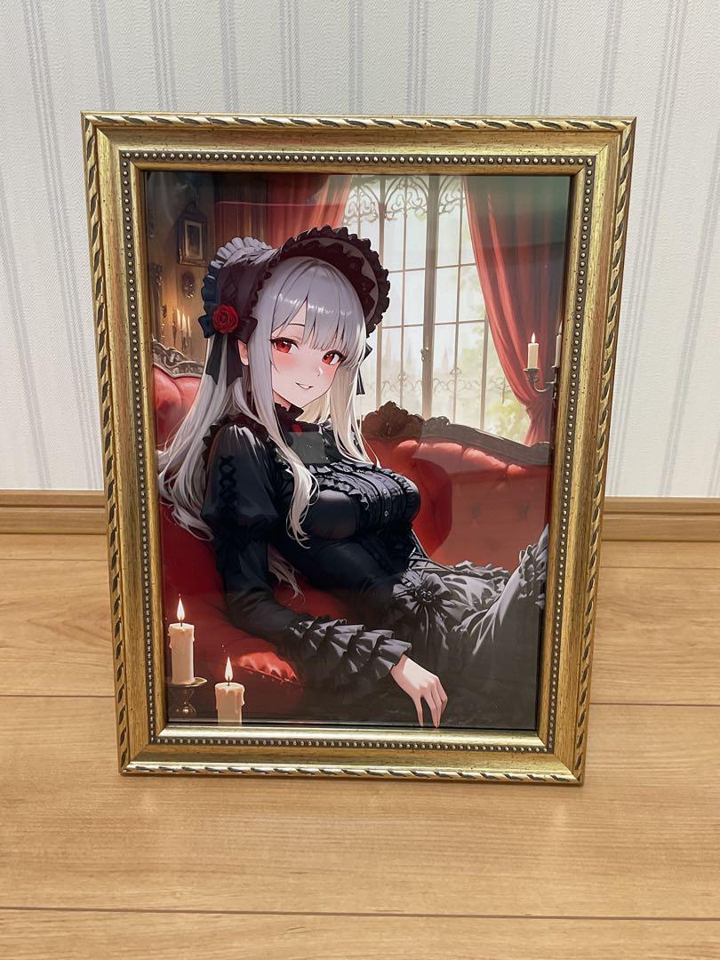 少女肖像画 額装入り オリジナルイラスト アート作品 上品 優雅 美品