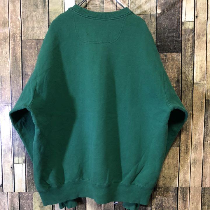希少 スウェット XL 太アーム a71s2-m31394826222 チャンピオン ワンポイント刺繍ロゴ グリーン お得正規品
