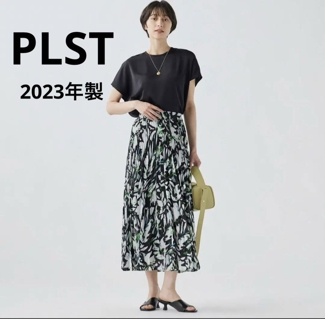 【美品】2023年製　PLST リーフプリントプリーツスカート M