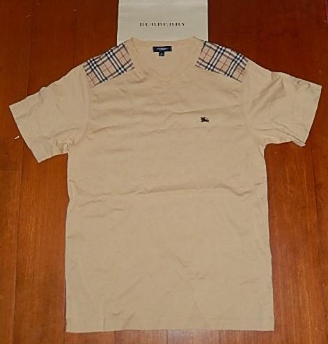 バーバリーロンドン肩タータンチェック加工半袖Tシャツメンズ