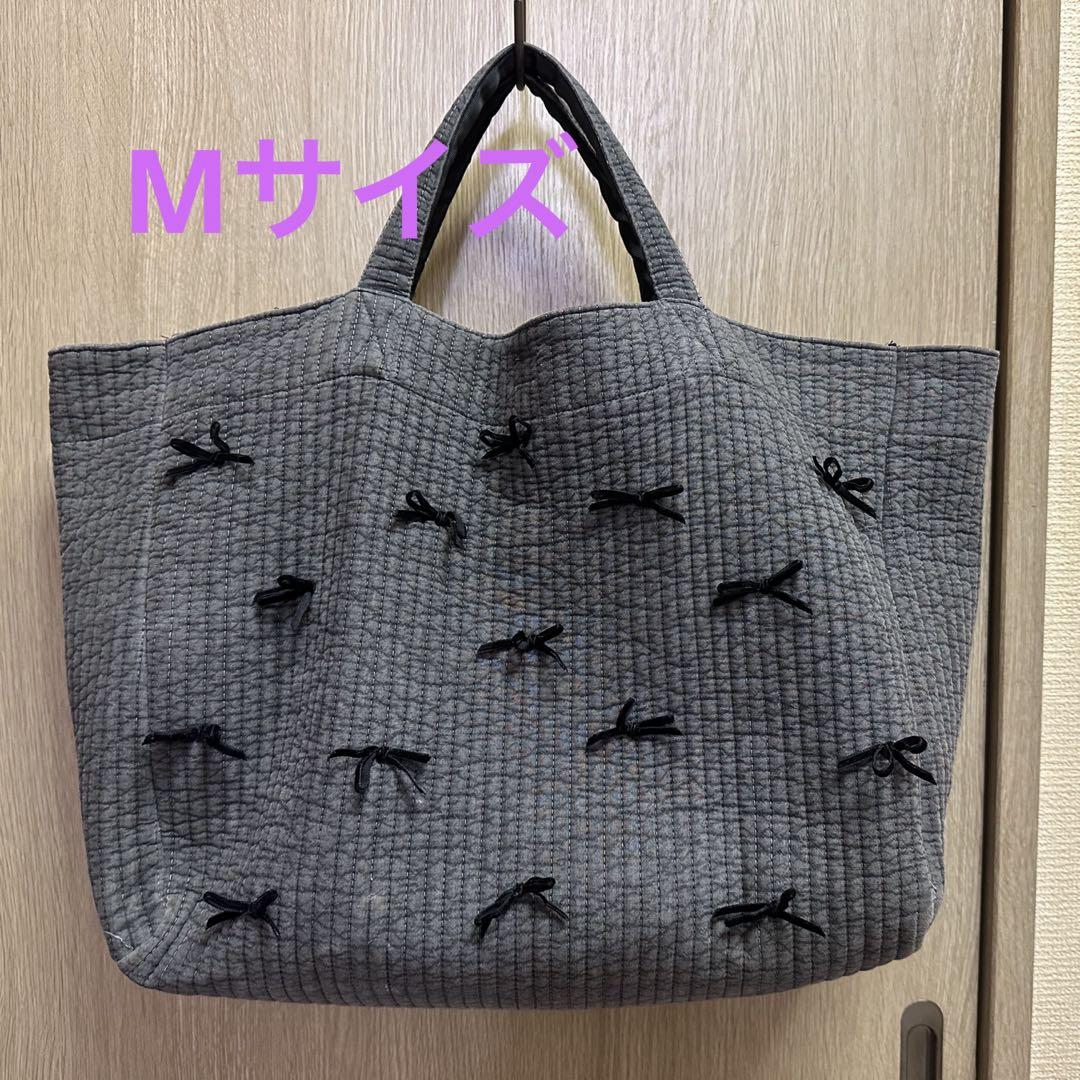 gypsohila ジプソフィア リボンバッグ トートバッグ グレー S