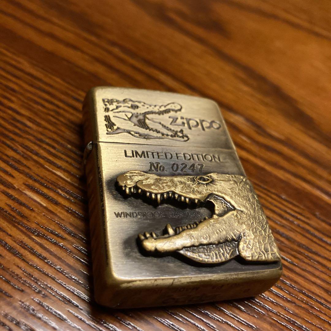 クロコダイル 全面加工 オイルライター ZORRO ゴールド zippo ワニ ...