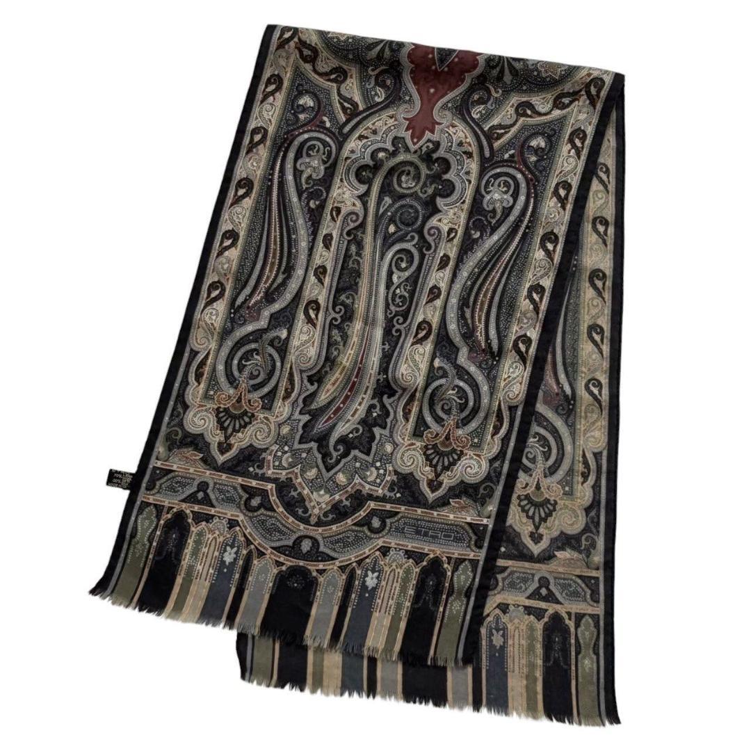 ETRO エトロ ストール グレー マフラー ストール シルク ウールEtro