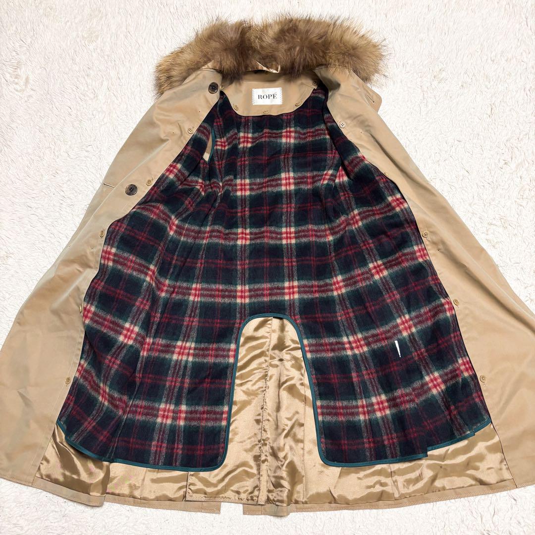 【極美品】ROPE ロペ ロングファートレンチコート ラクーンファー 40