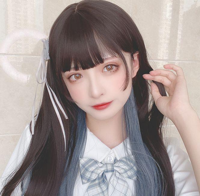 人毛100ロングストレート☆美しい染色☆高品質☆日常?自然 ウィッグ
