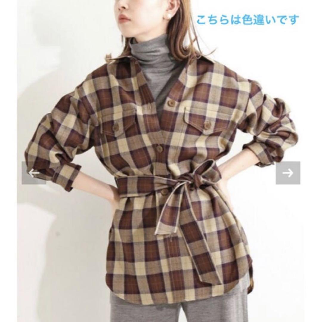 人気 ブランド チェック IENA LA サキソニーチェックシャツブルゾン BOUCLE シャツ/ブラウス(長袖/七分)
